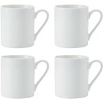 Mikasa egret set de tasses de porcelaine fine, 4 tasses blanches classiques pour le th et le caf, 380ml ...