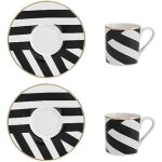 Mikasa luxe deco set de tasse et soucoupe  expresso de en porcelaine, 2x tasses  expresso de et soucoupes ...