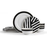 Mikasa luxe deco tableware de porcelain de 12 pieces, service pour 4 avec geometric print, 4x dinner ... Mikasa luxe deco tableware de porcelain de 12 pieces, service pour 4 avec geometric print, 4x dinner ...