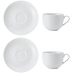 Mikasa mkchtcuppk2 chalk - set de tasses  th et soucoupes (porcelaine, 220 ml), couleur blanc