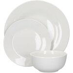 Mikasa service de table alexis, assiettes et bols de style minimaliste de porcelaine blanche, 12 pices ...