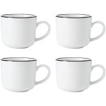 Mikasa set de tasses en porcelaine calcaire, 4x tasses ofen porcelaine avec bord noir pour le th et ...