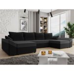 Bestmobilier - mike - canap panoramique en u - 7 places - convertible - avec coffre - en velours