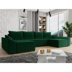 Bestmobilier - mike - canap� panoramique en u - 7 places - convertible - avec coffre - en velours