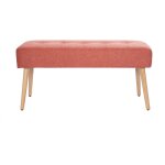 Miliboo - banc scandinave capitonn� en tissu effet velours textur� terracotta et bois clair l96 cm guesta ...