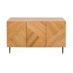 Miliboo - buffet design en bois clair chêne massif gravé et métal noir 3 portes l135 cm archipel Miliboo - buffet design en bois clair chêne massif gravé et métal noir 3 portes l135 cm archipel