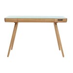 Miliboo - bureau connect multimdia avec tiroir en verre et bois clair l120 cm clever