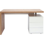 Bureau avec rangements 3 tiroirs design bois clair ch�ne et blanc l140 cm calix