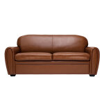 Miliboo - canap vintage 3 places cuir marron et bois noir club