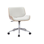 Miliboo - chaise de bureau  roulettes design blanc, bois clair et acier chrom rubbens