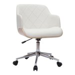 Miliboo - chaise de bureau � roulettes design blanc, bois clair et acier chrom� sandro