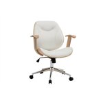 Miliboo - chaise de bureau � roulettes design blanc, bois clair et acier chrom� yorke
