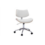 Miliboo - chaise de bureau à roulettes design blanc, bois clair chêne et métal malmo Miliboo - chaise de bureau à roulettes design blanc, bois clair chêne et métal malmo