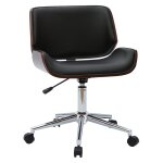 Miliboo - chaise de bureau  roulettes design noir, bois fonc noyer et acier chrom rubbens