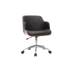 Miliboo - chaise de bureau � roulettes design noir, bois fonc� noyer et acier chrom� sandro