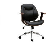 Miliboo - chaise de bureau � roulettes design noir, bois fonc� noyer et acier chrom� yorke