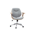 Miliboo - chaise de bureau � roulettes design en tissu gris clair, bois clair et acier chrom� yorke