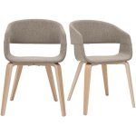 Miliboo - chaises design en tissu taupe et bois clair (lot de 2) slam