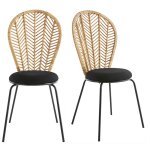 Miliboo - chaises en rotin, tissu et m�tal noir (lot de 2) peacock