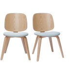 Miliboo - chaises scandinaves en bois clair et tissu gris clair (lot de 2) beck