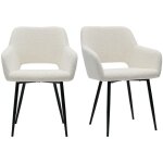Miliboo - chaises en tissu effet laine bouclée blanc cassé et métal noir (lot de 2) laurette Miliboo - chaises en tissu effet laine bouclée blanc cassé et métal noir (lot de 2) laurette