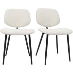 Miliboo - chaises en tissu effet laine boucl�e blanc et m�tal noir (lot de 2) tobias - blanc