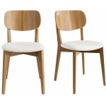 Miliboo - chaises vintage en bois clair ch�ne et blanc (lot de 2) lucia