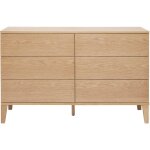Commode en bois clair ch�ne 6 tiroirs l120 cm freddy