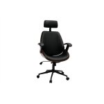 Miliboo - fauteuil de bureau de direction design noir, bois fonc et mtal noir musk