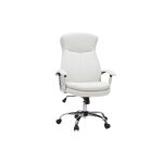 Miliboo - fauteuil de bureau  roulettes design blanc et acier chrom wall street