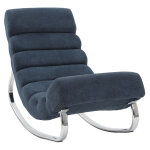 Miliboo - rocking chair design en tissu effet velours bleu et acier chromé taylor Miliboo - rocking chair design en tissu effet velours bleu et acier chromé taylor