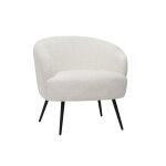 Miliboo - fauteuil design en tissu effet laine boucle blanc cass et mtal noir maggie