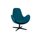 Miliboo - fauteuil pivotant design en tissu velours gaufr bleu canard et mtal noir andy