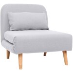 Miliboo - fauteuil convertible scandinave en tissu gris clair et bois clair amiko