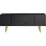Meuble tv design noir et m�tal dor� l140 cm ozen