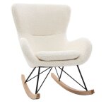 Miliboo - rocking chair scandinave en tissu effet peau de mouton blanc, mtal noir et bois clair eskua ...