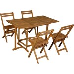 Miliboo - set d'une table extensible avec rangements et de 4 chaises pliantes en bois massif carmen