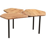 Miliboo - table basse 3 plateaux bois massif et métal noir l95 cm suzane Miliboo - table basse 3 plateaux bois massif et métal noir l95 cm suzane