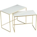 Miliboo - tables basses gigognes rectangulaires design blanc et mtal dor (lot de 2) wess