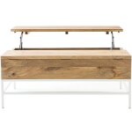 Miliboo - table basse relevable rectangulaire bois manguier massif et métal blanc l110 cm boho Miliboo - table basse relevable rectangulaire bois manguier massif et métal blanc l110 cm boho