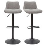 Miliboo - tabourets de bar r�glables pivotants 360� en tissu effet velours textur� gris et m�tal (lot ...