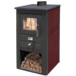 Mille srl - poele a' bois mode'le 'pallade' 10. 7kw couleur noir et bordeaux en acier avec porte de ventilatio ...