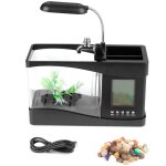 Mini aquarium, rechargeable usb multifonctionnel avec fonction d'horloge lumi�re led, aquarium multifonctionne ...