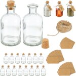 Mini bouteilles, lot de 20, petites fioles, bouchon de lige, 125ml,  remplir, tiquettes, transparent ...