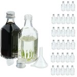 Mini bouteilles en verre, lot de 30, petites fioles  remplir, 50 ml, bouchon  vis, transparent / argent ...