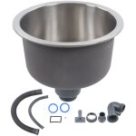 Mini �vier de cuisine rond en acier inoxydable, bassin rond avec raccord de goutti�re de 30 cm de diam�tre ...