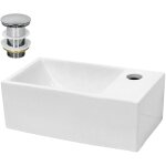 Ecd germany lavabo vasque en cramique blanc 350x205x125 mm rectangulaire, bonde incluse en laiton chrom, ...
