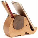 Mini porte - stylo éléphant en bois avec support de téléphone Mini porte - stylo éléphant en bois avec support de téléphone