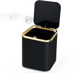 Mini poubelle de table avec couvercle 2l, petite poubelle cuisine(noir)