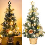 Mini sapin de no�l artificiel, petit sapin de no�l avec lumi�res led, mini d�coration d'arbre de table ...